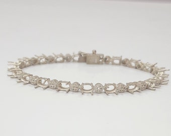 6X4MM OVAL 2MM ROUND Semi Mount Bracelet-Without Stone Bracelet-Tennis Bracelet-Ready to be Set With Your Own Stone- 925 Sterling Silver