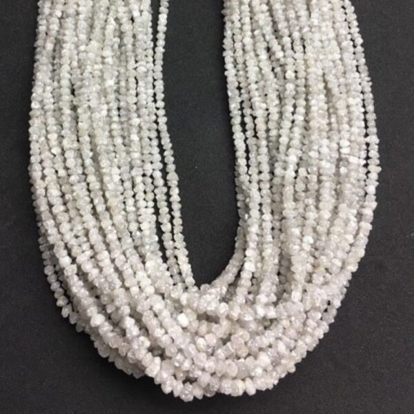 White Diamond Raw Uncut Diamonds Beads, Conflict Free White Raw Unpolished Diamond Necklace • 2-3mm Uncut Beads • White Raw Diamond Beads