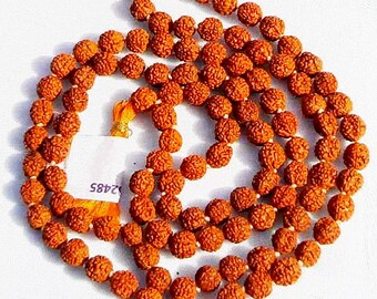 LAB CERTIFIED 108+1 Bead Indian Origin Rudraksha Mala 5 mukhi 5 faces, Lord Shivas Rosary Jaap Mala, Yoga Prayer, Healing Meditation