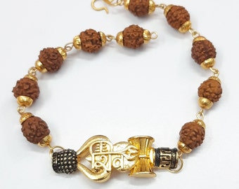 Rudraksh Gold Om Sonne Manschette Kada Armband für Herren Edelstahl Men-Bracelet 