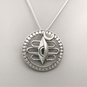 Shiva Third Eye Moon (chandrama) Silver Pendant Necklace, shiva pendant,Hindu spiritual mediation pendant charm,lord shiva eye