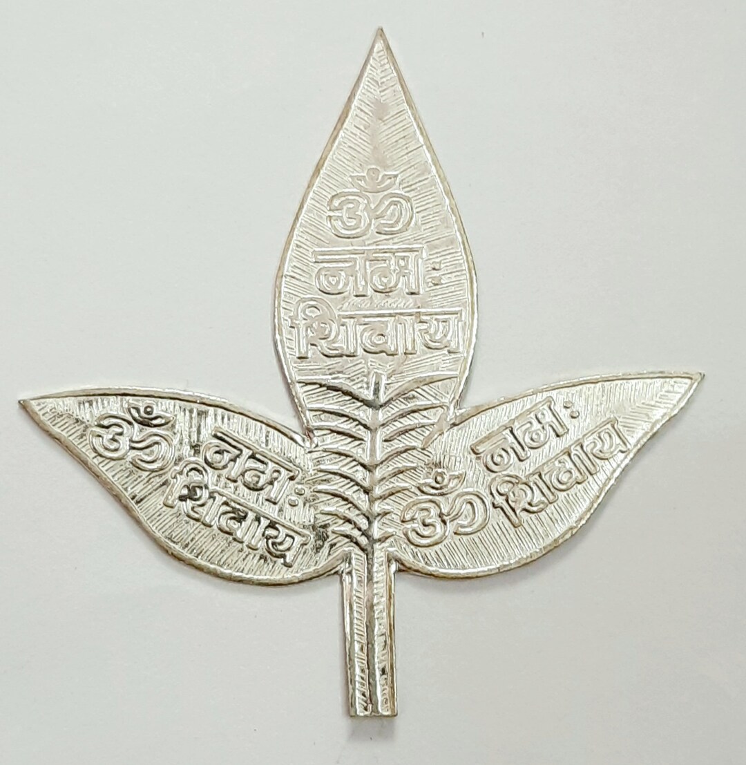 Lord Shiva Bel Patra Solid Silver Handmade Solid Belva Patra, Shiva