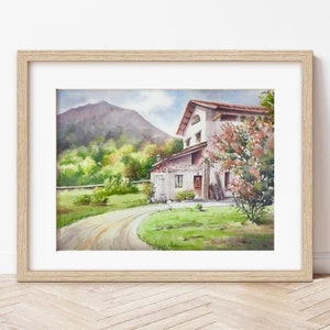 VENETO, Italia | Case d'altri Tempi, Acquerello Originale 23x31 cm. , paesaggi di campagna