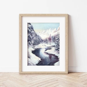 Colori d’Inverno 1 | Paesaggio innevato, Friuli Venezia Giulia, Acquerello Originale 18x24 cm