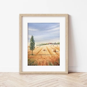 TOSCANA, Italia | I Colori dell'Estate, Acquerello Originale, 15x21 cm, campagna toscana, maremma