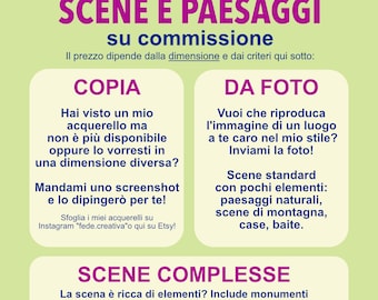 COMMISSIONI: Acquerelli di Scene e Paesaggi Personalizzati, dipinti da foto, ritratti di case e luoghi