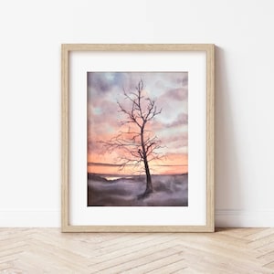 DANIMARCA | Tramonto su Thy, Acquerello Originale 18x24 cm