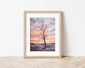 DENMARK | Sunset over Thy, Original Watercolor, 18 x 24 cm