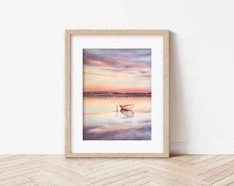 DENMARK | Boat at Sunset, Original Watercolor, 18 x 24 cm