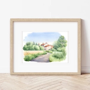 VENETO, Italia | Un paesino di campagna, acquerello originale 15x21 cm, campagna veneta, Italia, veneto, vicenza, estate