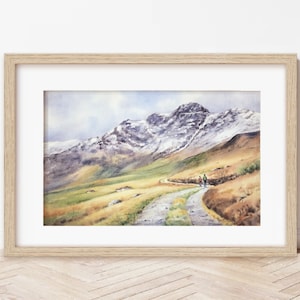 PIEMONTE, Alpi Biellesi, Italia | Acquerello cm 22x35 cm, paesaggio di montagna, alpe sette fontane, alpe muanda, valle oropa