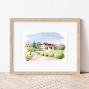 VENETO, Italia | Villa Veneta, acquerello originale 15x21 cm, campagna veneta, Italia, veneto, vicenza, estate