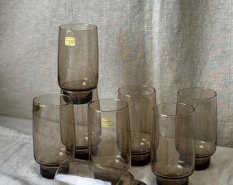 Vintage smoked glass lemonade glasses luminarc/BP