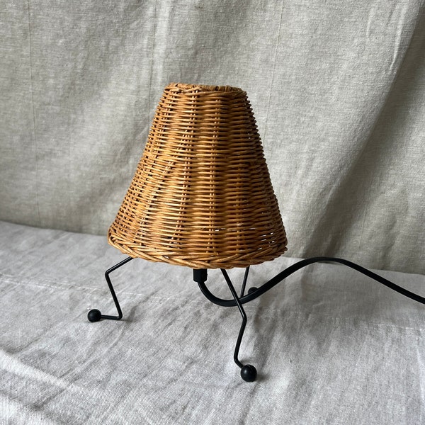 Rotan riet tafel lampje, 90's vibe