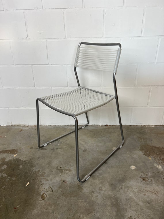 White Vintage Ikea Melker Spaghetti Chairs by Lisa Norinder 90's