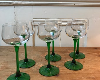 Calici da vino festivi Luminarc (Alsazia), bicchieri da vino verdi con piede alto, vintage