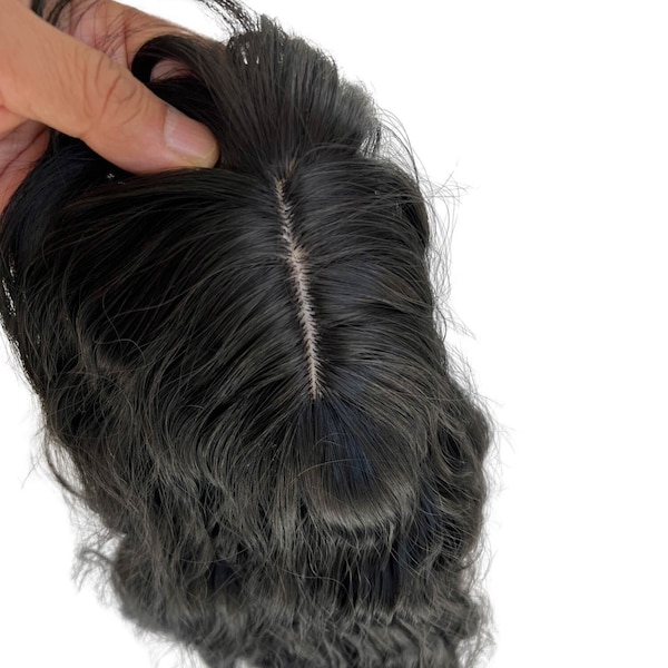 Human Hair Hairpiece Topper for Thinning Hair With Bangs
