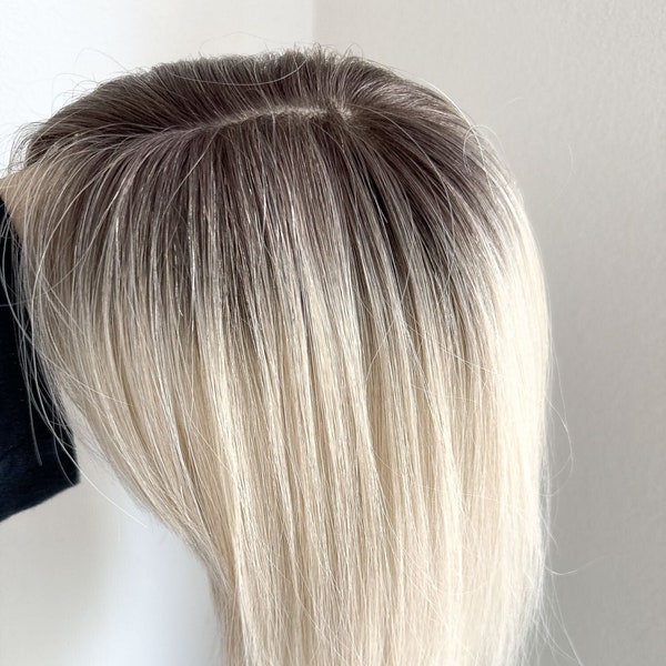 Rooted Blonde Hair Topper|Women Hair Toppers with Natural Part