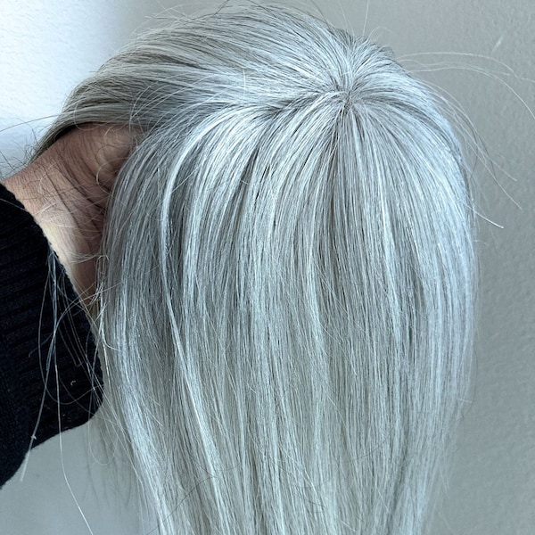 Light Grey Topper|Grey Hair Toppers for Thinning Hair