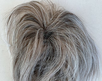 Messy Bun Straight Mix Grey Hair Scrunchie Bun Hairpiece