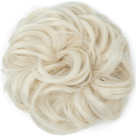 Haar Scrunchy Elastische Knot Hair Bun Scrunchie Hair Bun Hair Extensions Real als mens Real Hair Scrunchie Messy Bun Hair Platinum Blonde