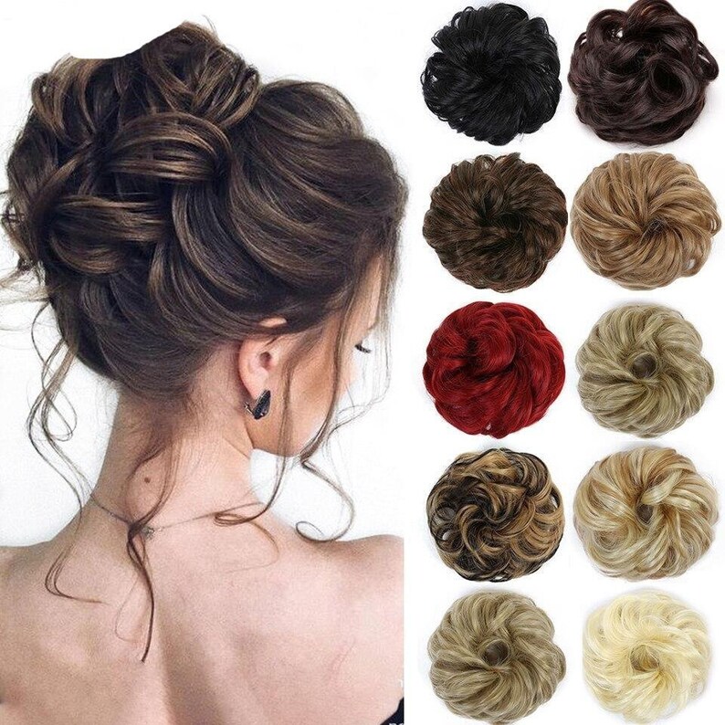 Brown Hair Scrunchie Messy Hair Bun Hairpiece Updo Extension Etsy