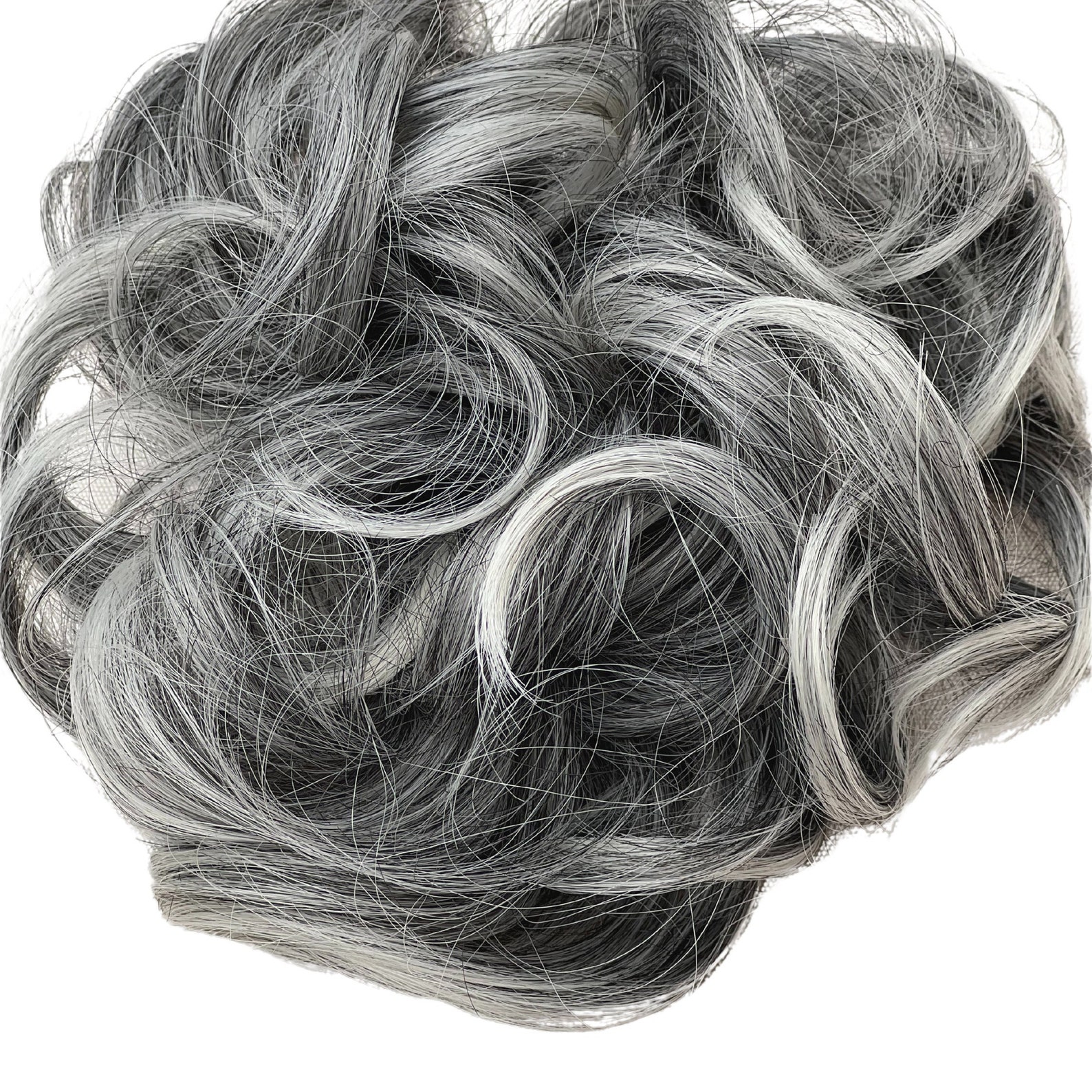 Silver Hair Pieces Salt and Pepper Curly Hair Scrunchies Mixed Etsy
