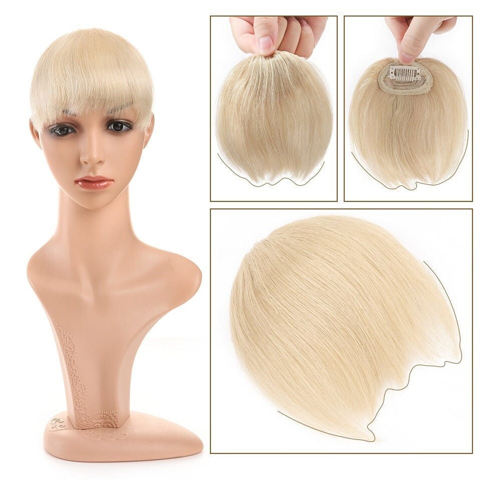 Clipon Bang Human Hair Bangs Fringe Bangs Wig Extensions Etsy Canada