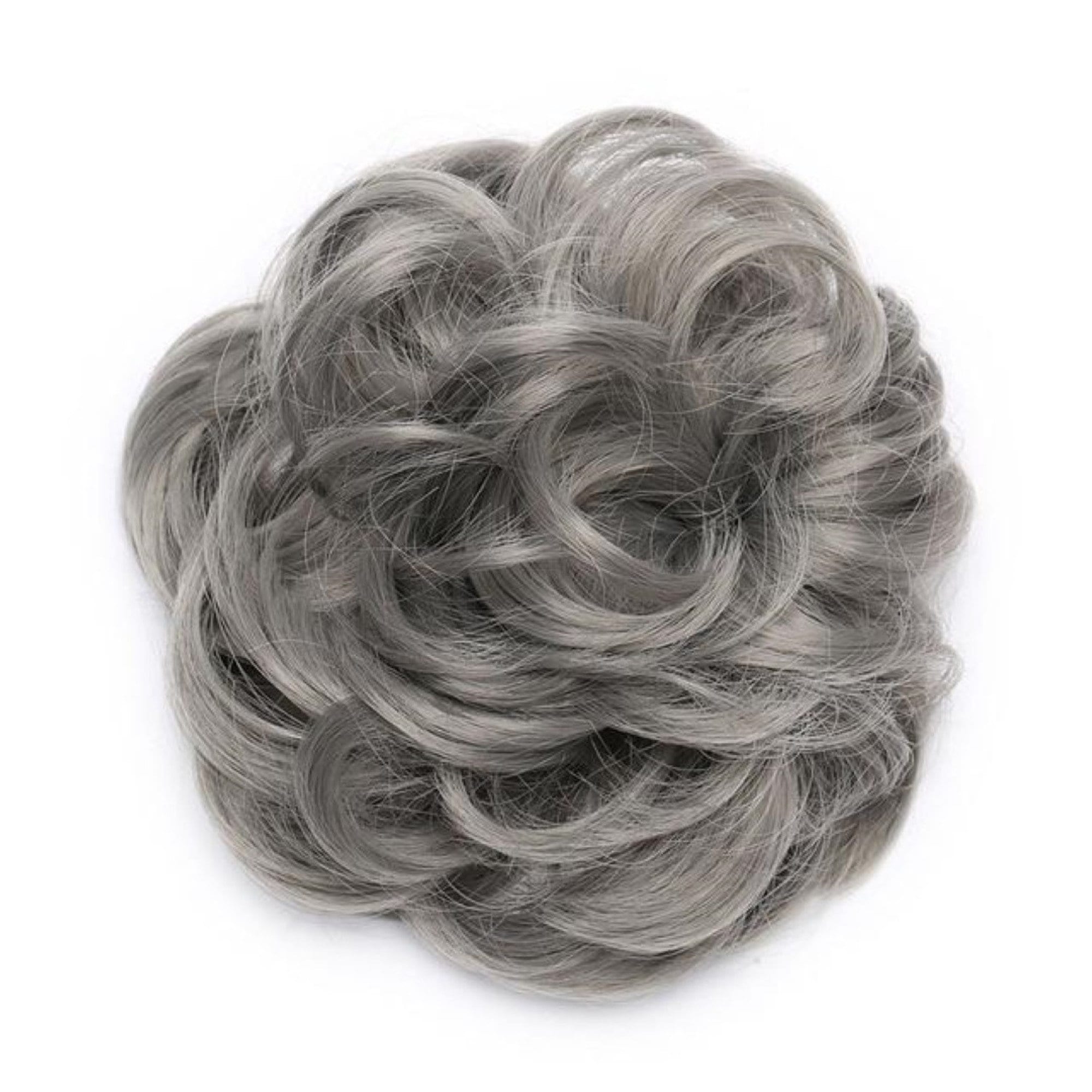 Grey Hair Bun Scrunchy Hair Curly Messy Bun Hair Piece Scrunchie Updo