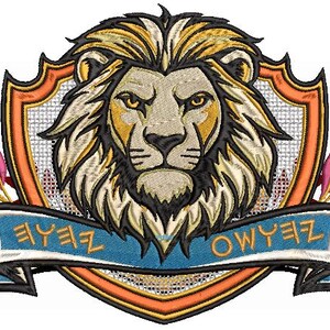 Lion Head Shield Embroidery File Download 6" X 9" garment design or Hebrew Messianic Wall Art patch Messiah Mashiach Zion Messianic-paleo
