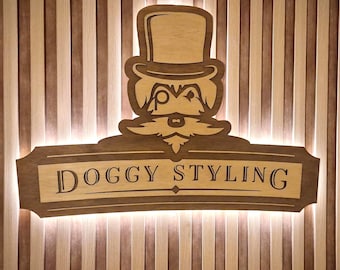 Dimensional Wooden Logo Wall Sign — Layered 3D, Hand Painted, LED Optional