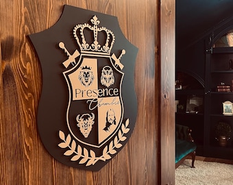 Double 3D Wooden (your) Logo Sign – Hand Painted with Base