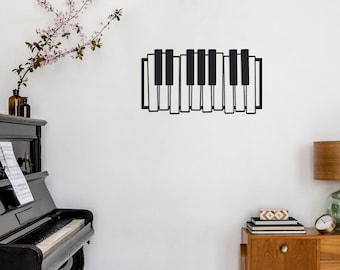 3D Piano Wall Decor: Modern Music Room Art, Wood Mural
