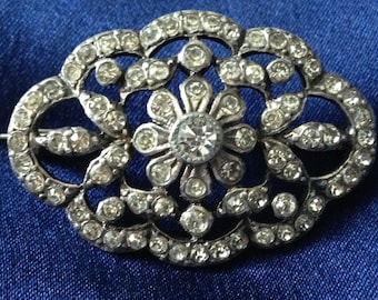 EDWARDIAN ANTIQUE BROOCH Vintage Paste Silver