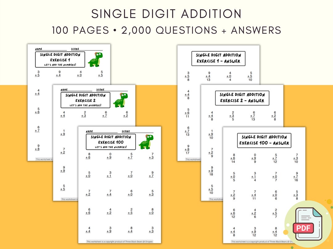 100 Printable First Grade Mathematics Worksheets for Kids | Single ...