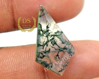 Kite Shape Moss Agate Cabochon | Handmade Jewelry Stone
