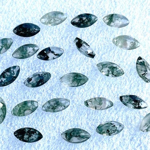 Faceted Moss Agate Gemstone: Marquise Shape, Jewelry Making (4x2 to 10x20MM)