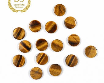 Natural Tiger Eye Coin Cabochon | Polished Flat Back Gemstone
