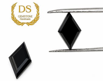 Natural Black Onyx Kite Gemstone, Faceted Flat Back Cabochon for Jewelry Making