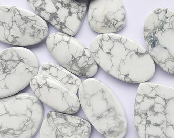 Smooth Howlite Cabochons: White Gemstone Jewelry Making Supplies