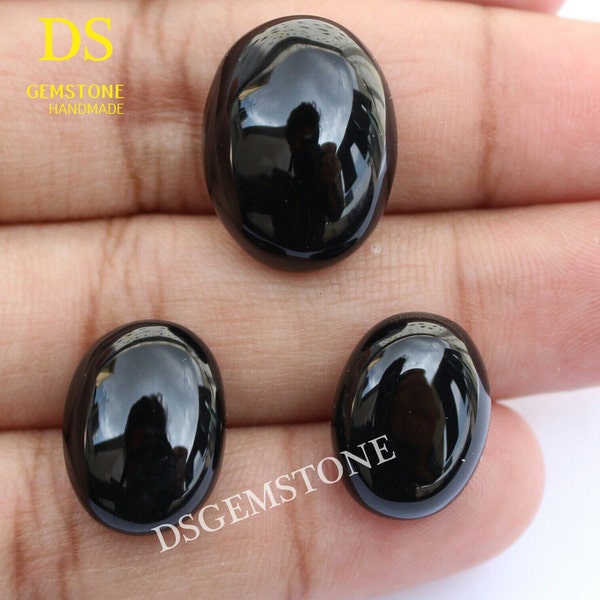 Natural Black Onyx Oval Cabochon Calibrated Size Loose Gemstone 3x4,4x6,5x7,5x8,6x8,7x9,8x10,10x12,10x14,12x16,13x18,15x20,18x25,20x30 MM