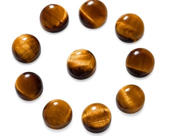 AAA Tiger Eye Cabochon: Round Flat Back Gemstone