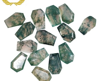 Moss Agate Coffin Pendant and ring— Handcrafted Natural  Cabochon, Gothic Boho Crystal Necklace Charm