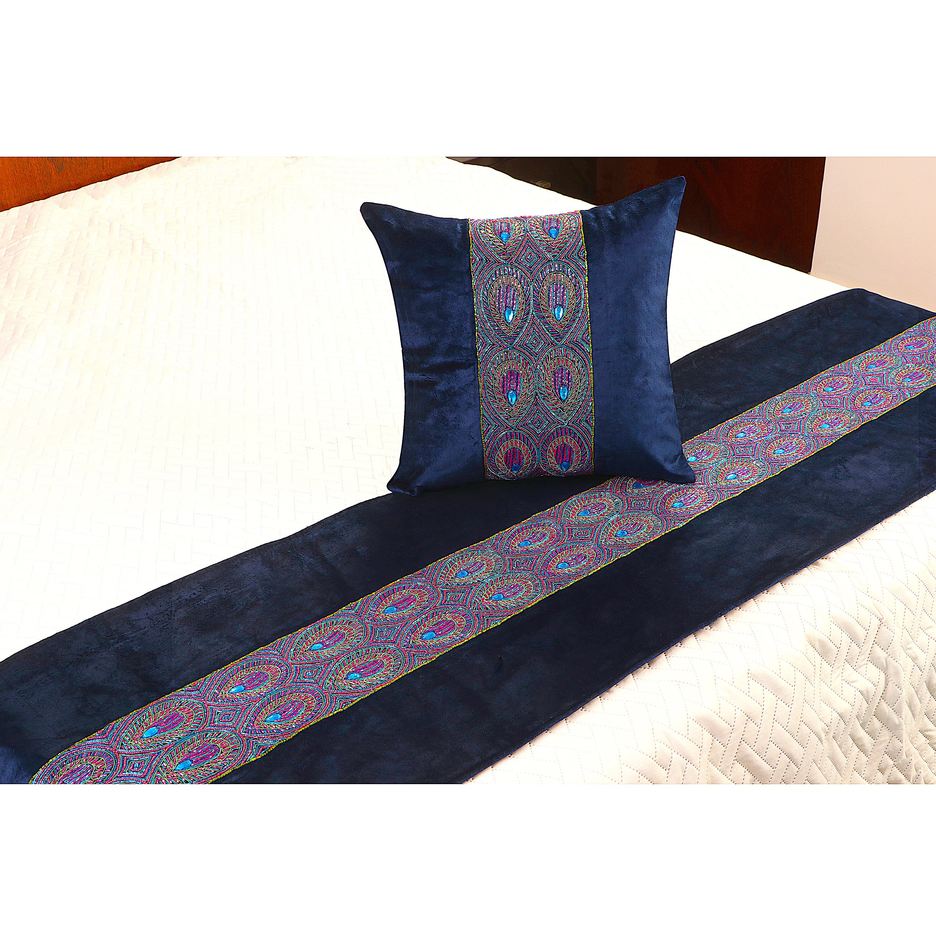 Navy Blue Bed Runner King/ca King/queen/twin Luxury Bed Etsy