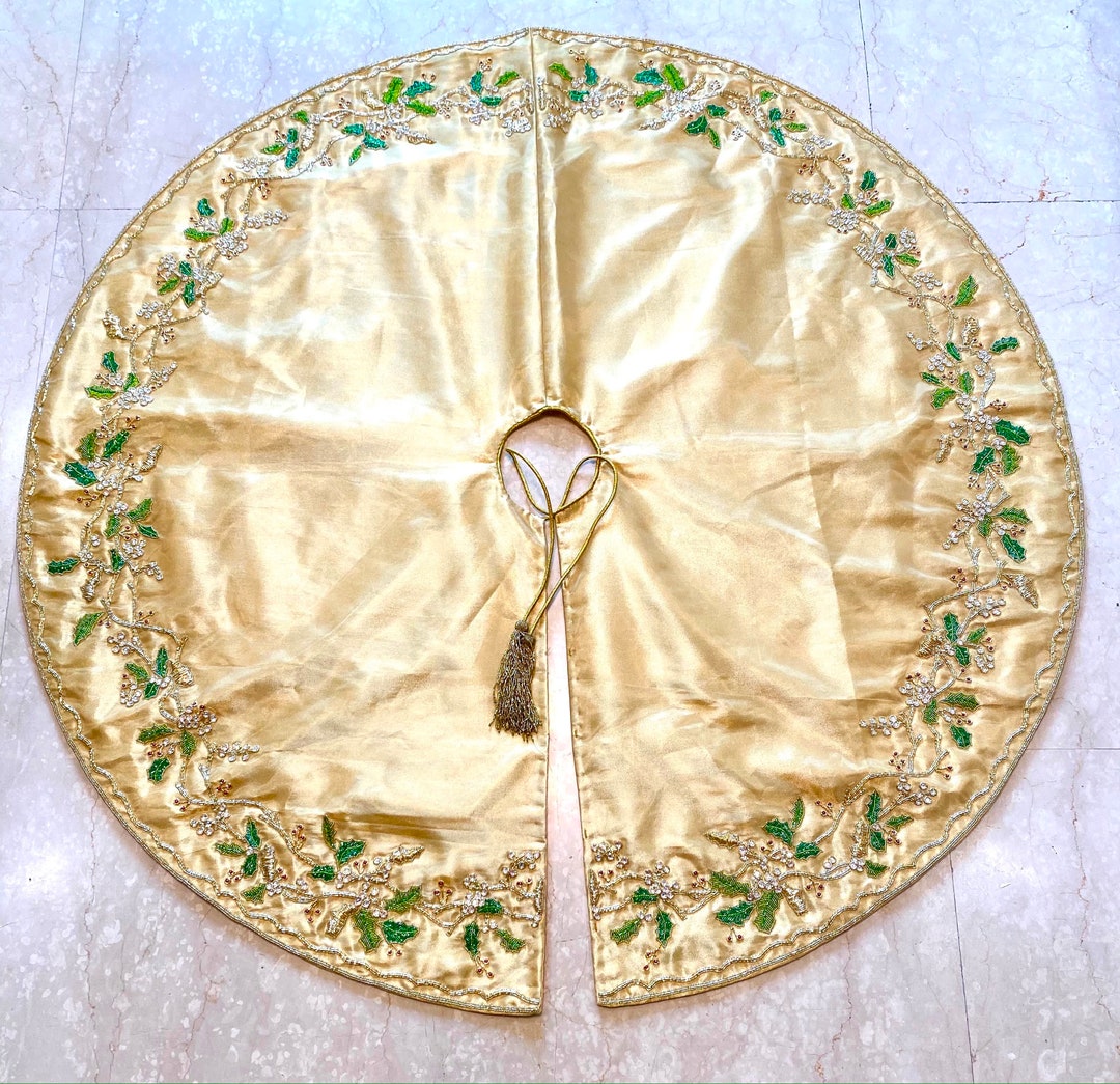 Gold Christmas Tree Skirt 60 Inch Extra Large Christmas Tree Skirt