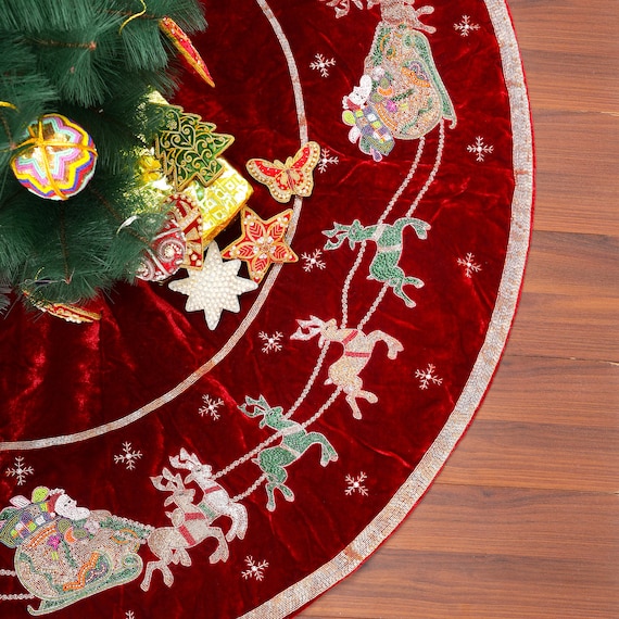 72 Inch Christmas Tree Skirt Red Extra Large Christmas Tree Skirt