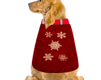 Red Christmas Dog jacket Embroided Velvet Christmas Dog Coat Snowflake dog jacket Winter Dog Clothes christmas Dog gifts, holiday Dog gift