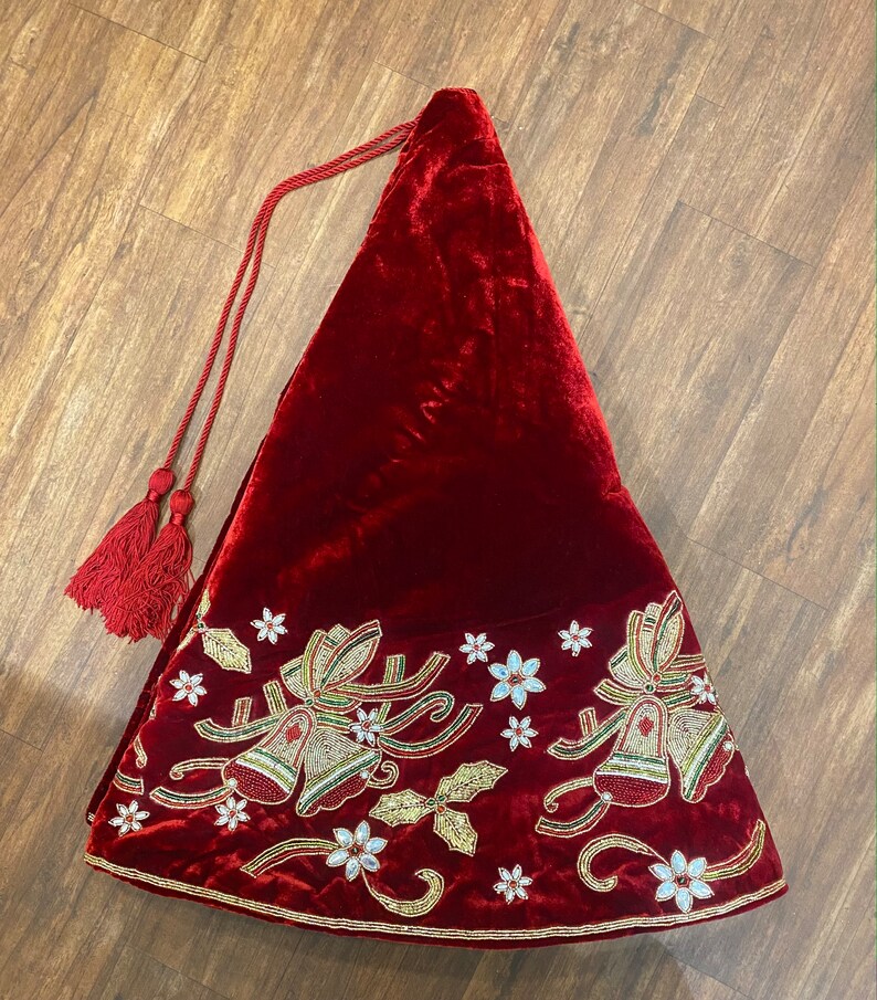 Red Christmas Tree Skirt 60 Inch Large Christmas Tree Skirt Velvet
