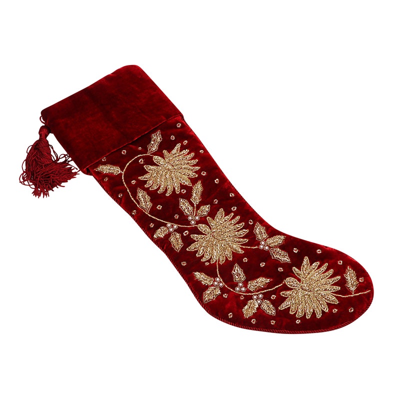 Lime Velvet Christmas Stocking Arcadia Home main image 1