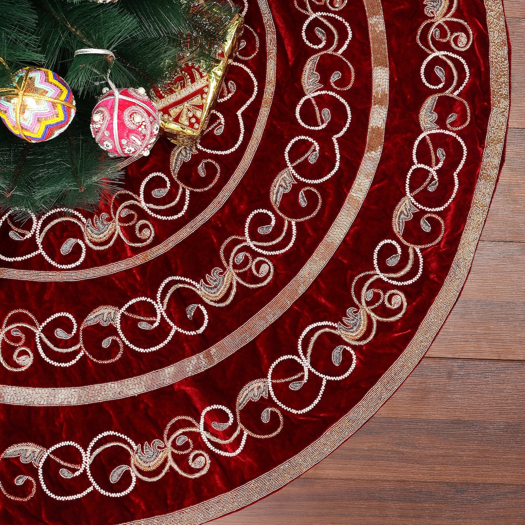 Red Christmas Tree Skirt 60 Inch Extra Large Christmas Tree Skirt Red